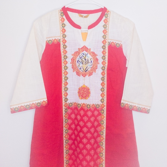 Aurelia Kurta Size Small Red Dress Indian Gown Traditional Shirt - Picture 2 of 5